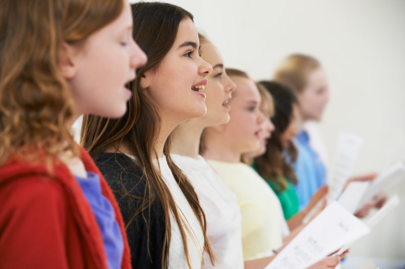 Group Of School Children Singing In Choir